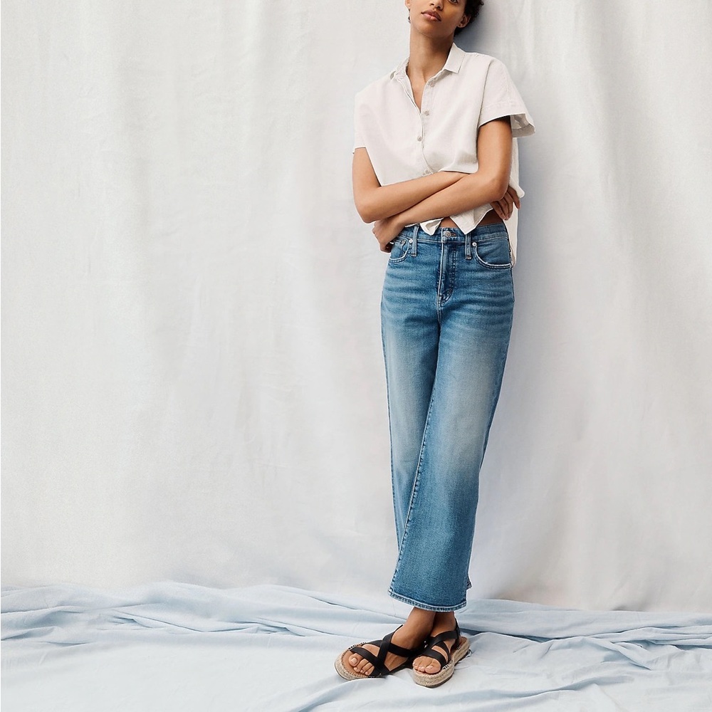 Madewell Slim Wide Leg Crop Jeans Reggie Medium Wash 27 Petite